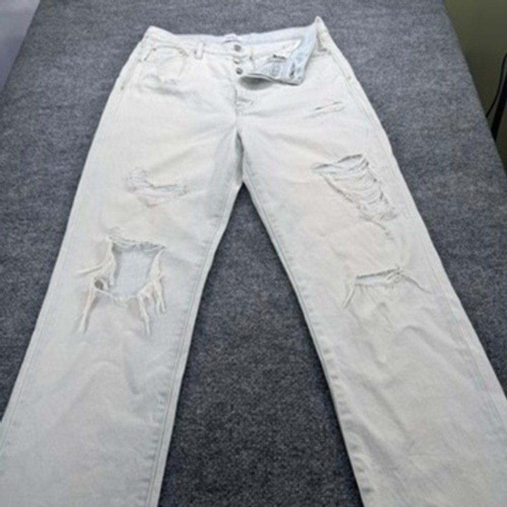 High Rise Thrashed Straight Leg Hemp Blend Blue Jean 30 Pistola Cassie Indie